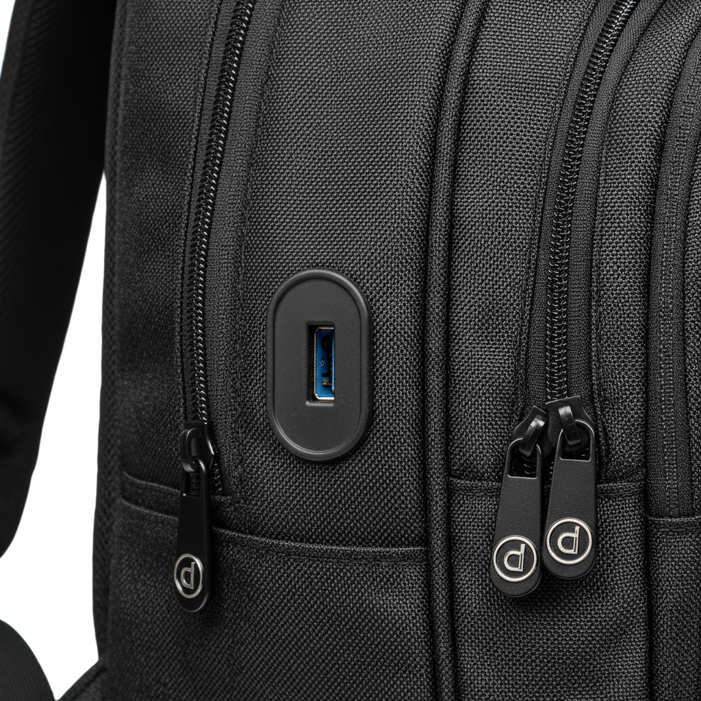 Black backpack details